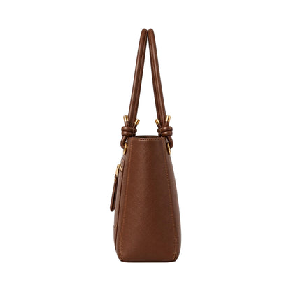 Totzen Brown Knotted Handle Front Pocket Tote Bag