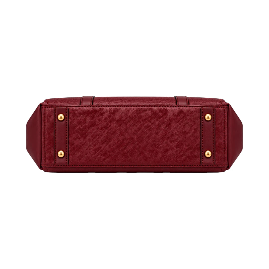 Totzen Burgundy Chain Handle Tote Bag – Elegant Gold Accent Design