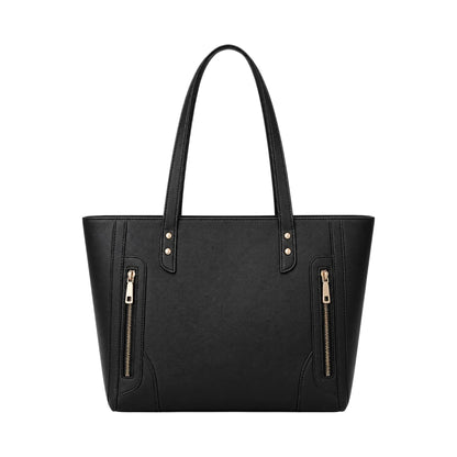 Totzen Classic Black Zip Pocket Tote Bag – Elegant Everyday Carry