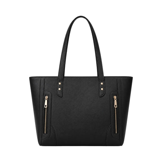Totzen Classic Black Zip Pocket Tote Bag – Elegant Everyday Carry