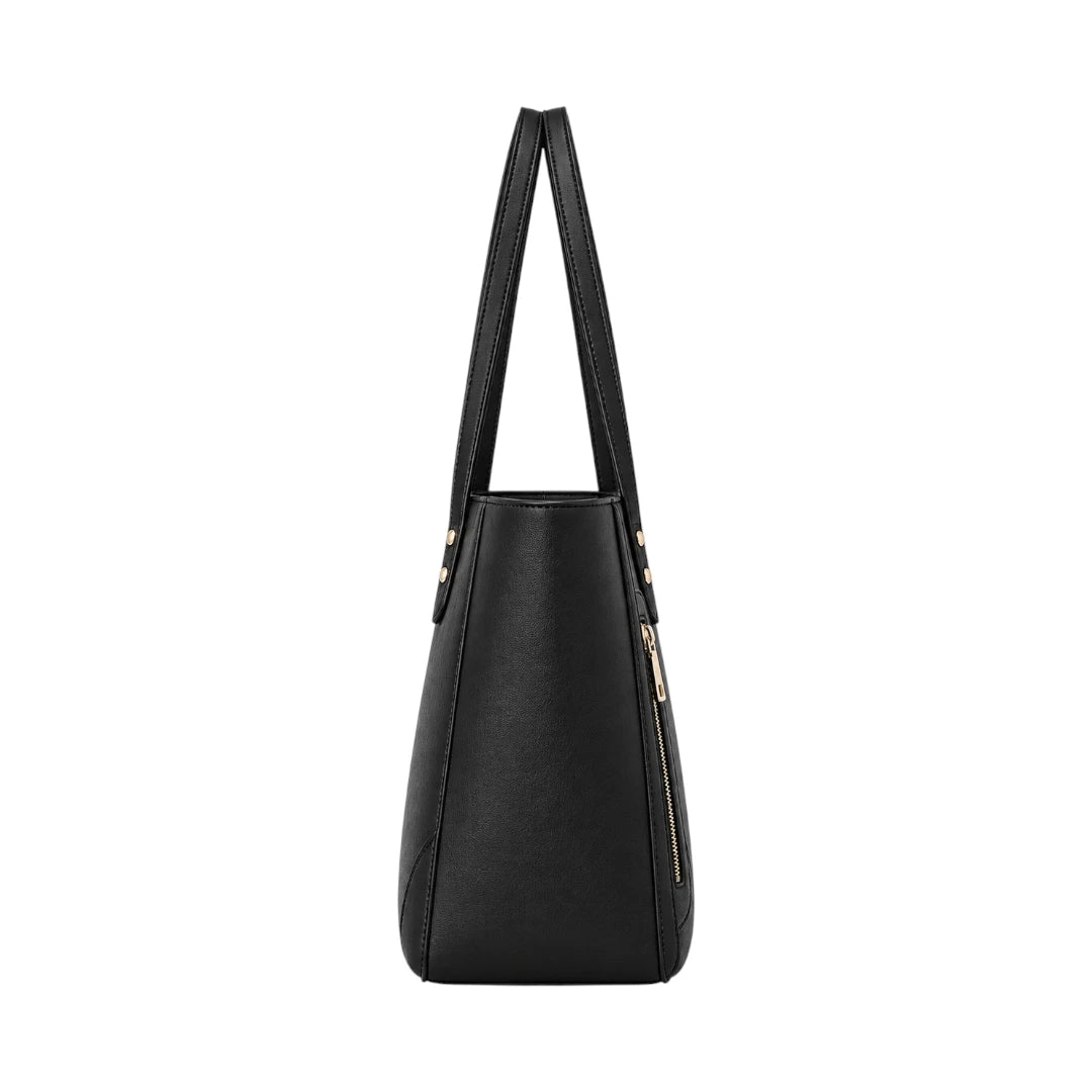 Totzen Classic Black Zip Pocket Tote Bag – Elegant Everyday Carry