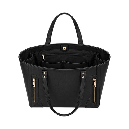 Totzen Classic Black Zip Pocket Tote Bag – Elegant Everyday Carry