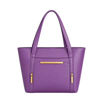 Totzen Elegant Purple Front Pocket Tote Bag – Gold Accent Design
