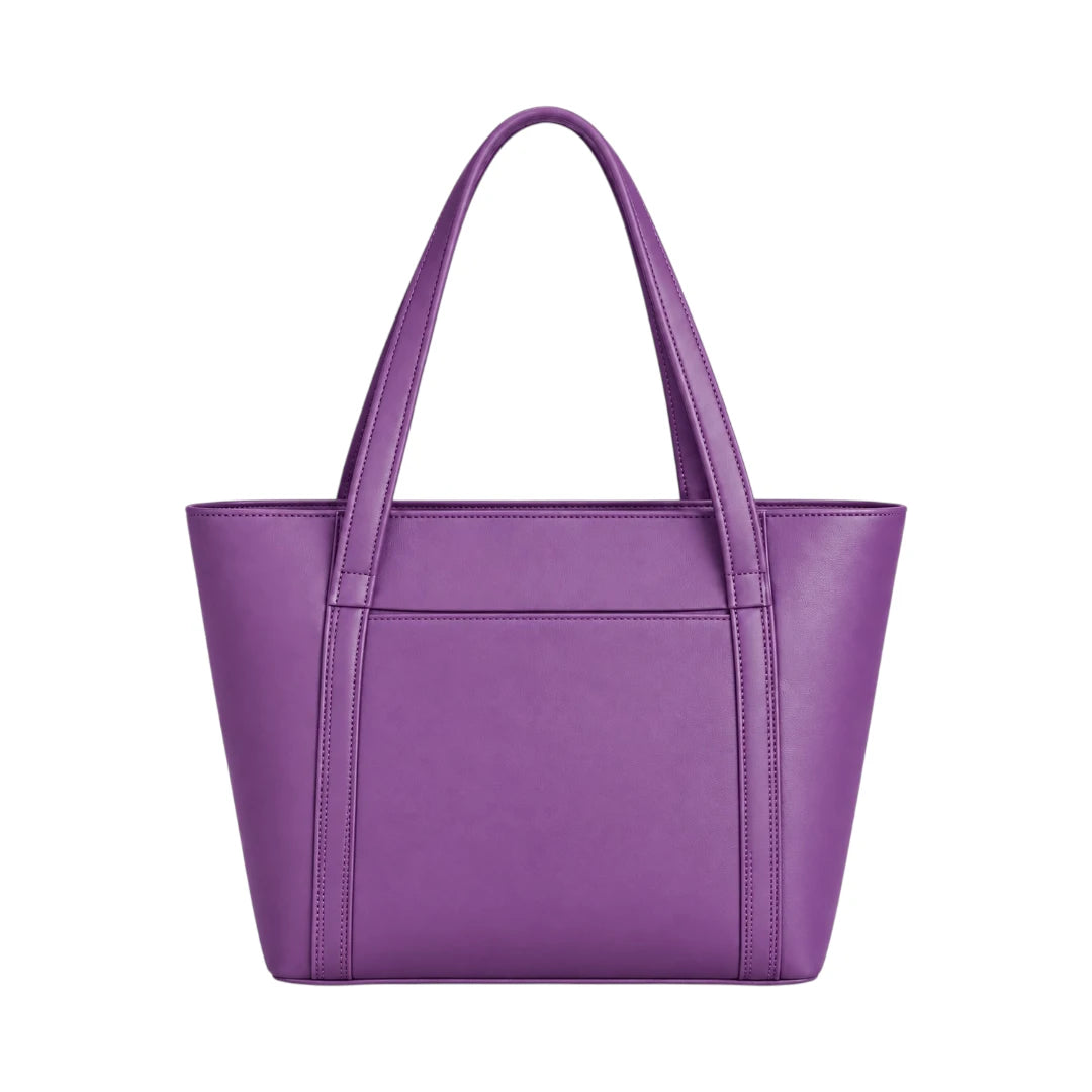 Totzen Elegant Purple Front Pocket Tote Bag – Gold Accent Design