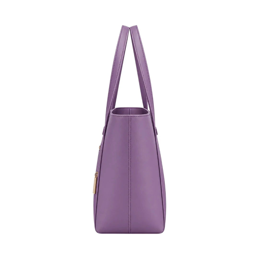 Totzen Elegant Purple Front Pocket Tote Bag – Gold Accent Design