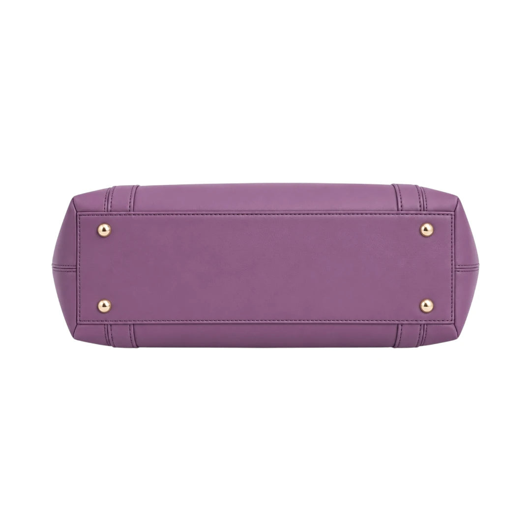 Totzen Elegant Purple Front Pocket Tote Bag – Gold Accent Design