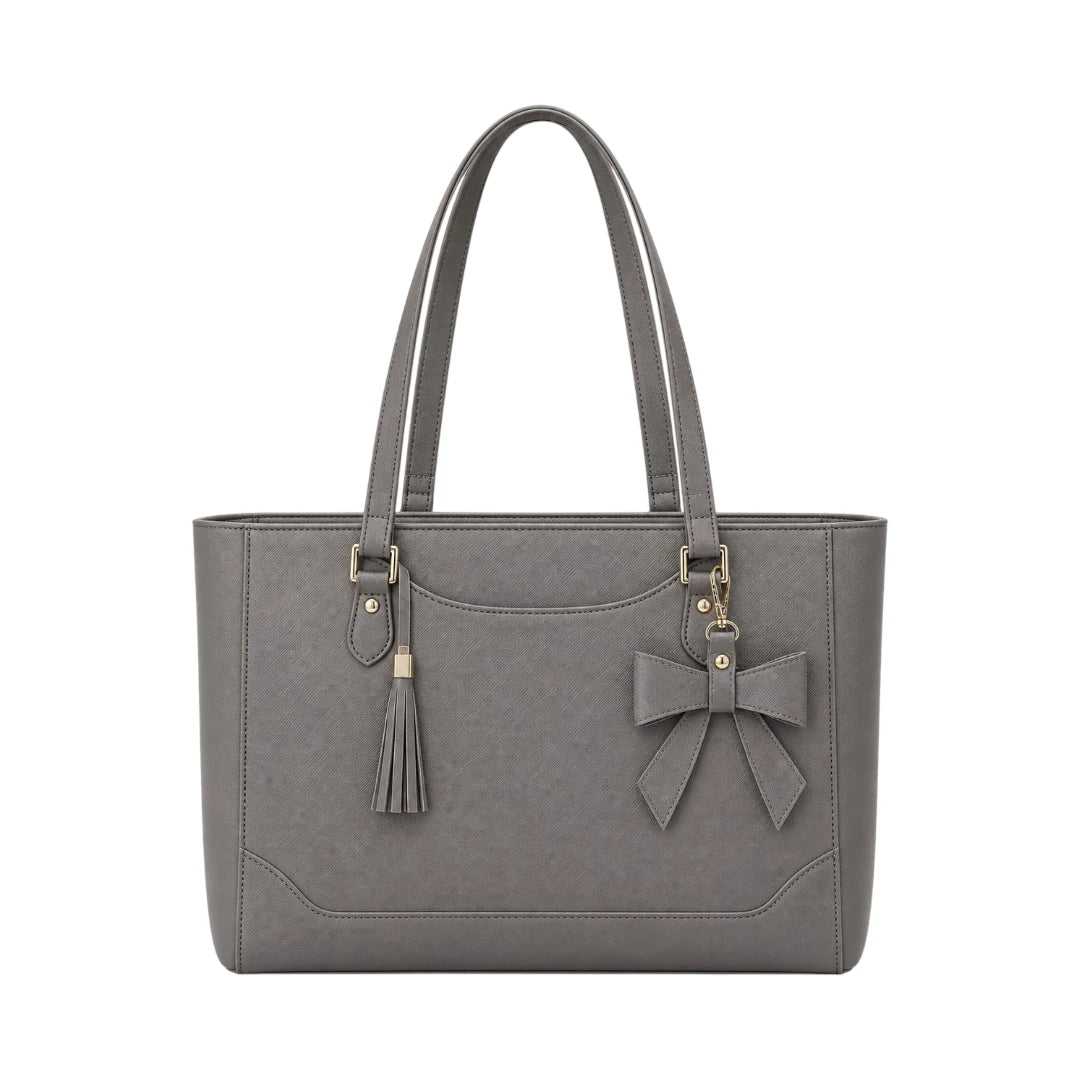 Totzen Grey Bow Detail Tote Bag – Elegant Tassel Front Design