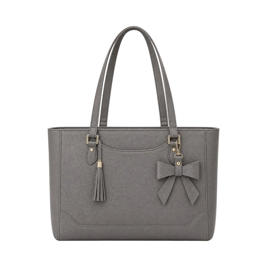 Totzen Grey Bow Detail Tote Bag – Elegant Tassel Front Design
